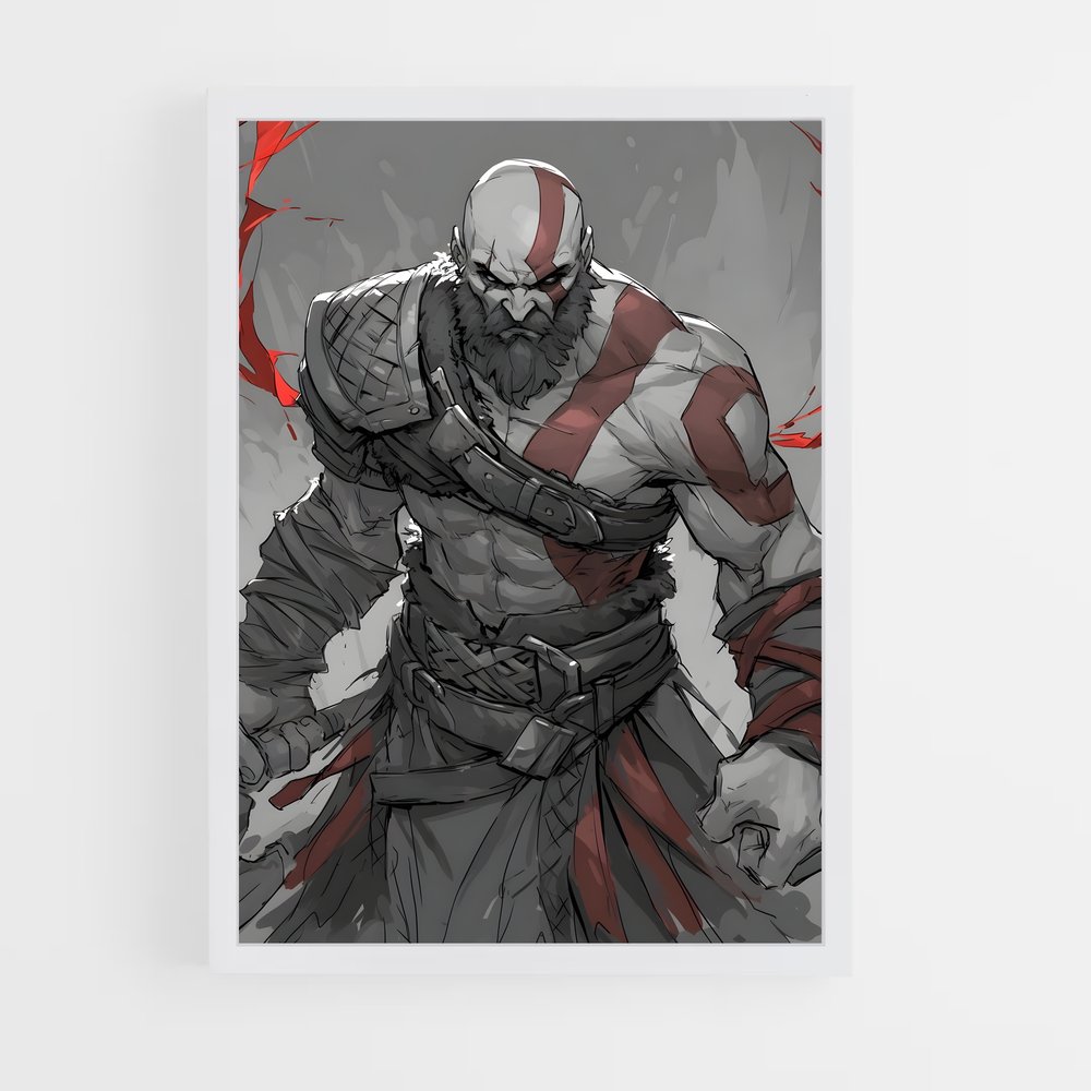 Poster Kratos en Flamme – affiche God of War (vue 3)
